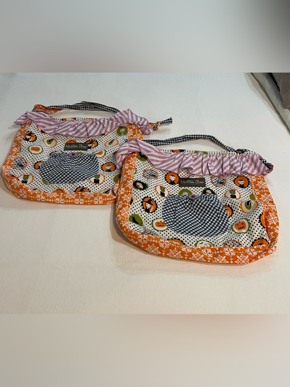 Matilda Jane Orange Halloween Print  Bag with Purple Ruffle